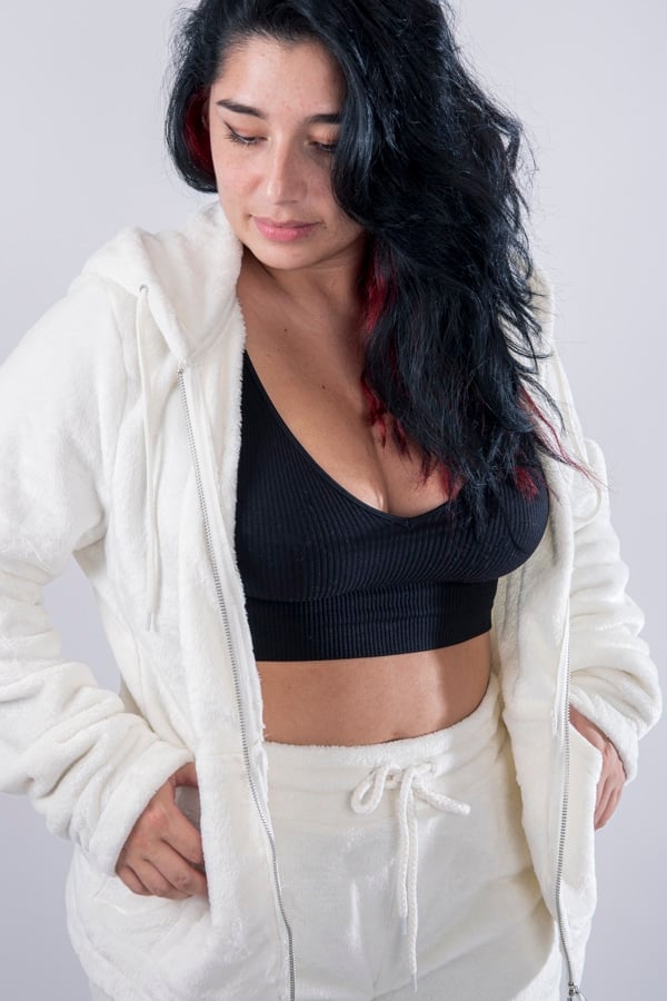 Sweatshirt en peluche – crème