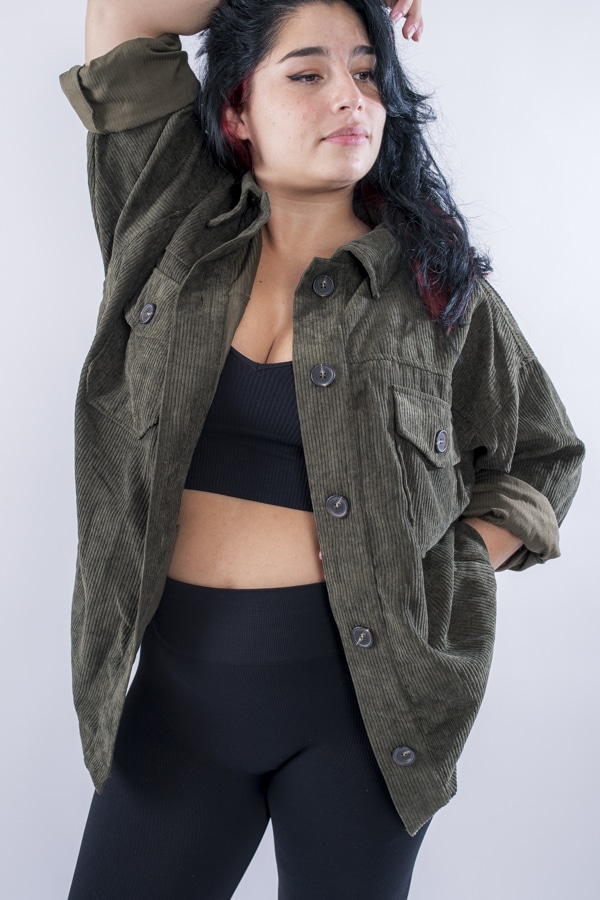 Veste en velours côtelé – olive